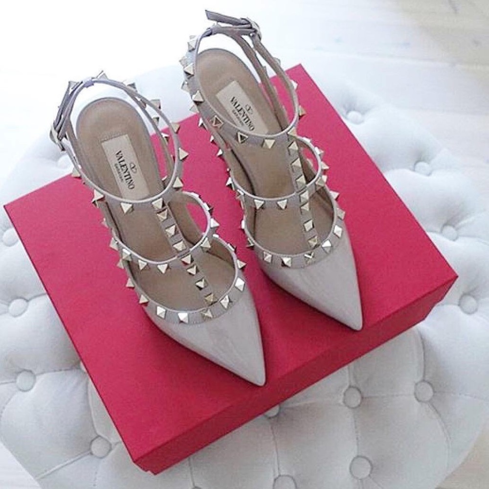 Valentino Rockstud Leather Slingbacks T.100